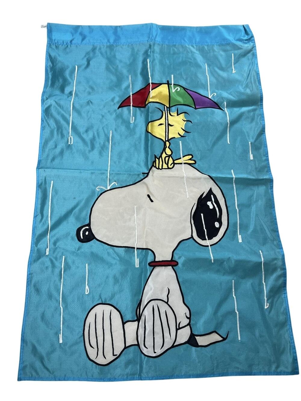 Peanuts Flag Blue 10x15 In 100% Polyester Snoopy Woodstock Rain Umbrella